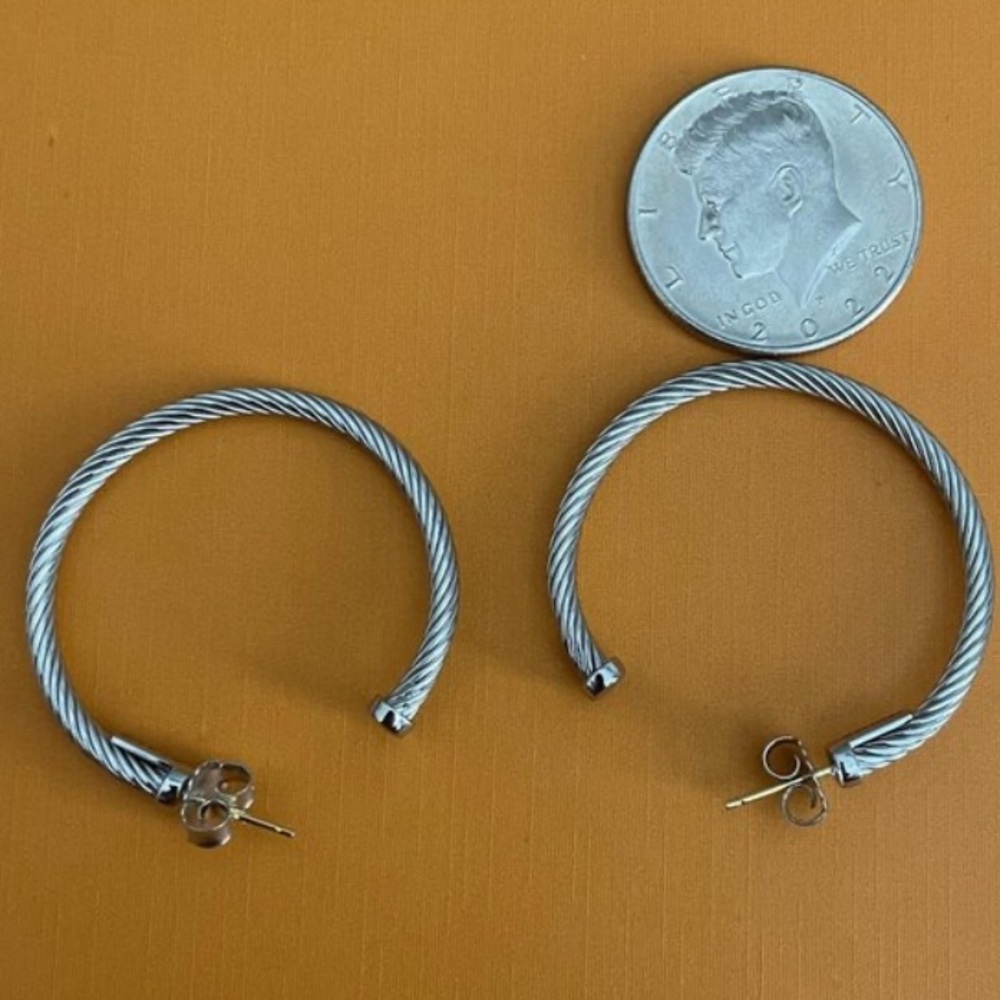 David Yurman Sterling Silver Twisted Cable Hoop Earrings